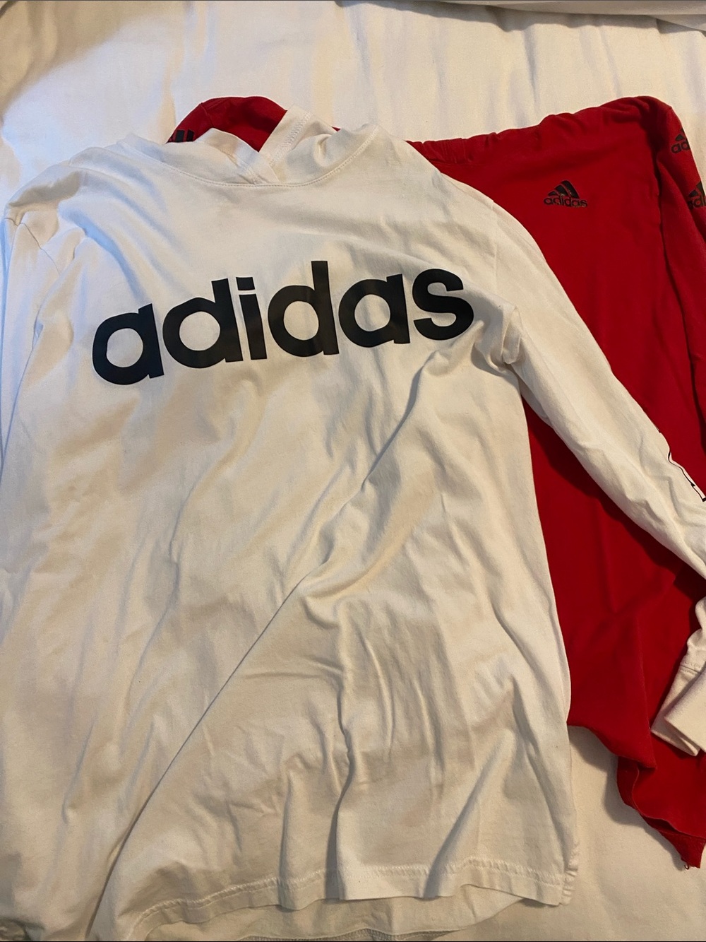 Kids Adidas  Long Sleeve hooded tees bundle in red and white